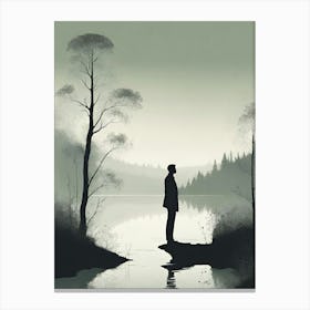 Man Standing By A Lake 5 Canvas Print