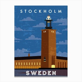 Stockholm, Sweden — Retro travel minimalist poster Canvas Print