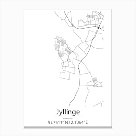 Jyllinge,Denmark Minimalist Map Canvas Print