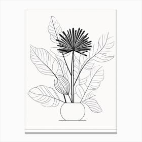 Boho Plant Bouquet Line Art 3 Canvas Print