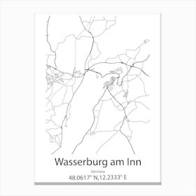 Wasserburg Am Inn,Germany Minimalist Map Canvas Print