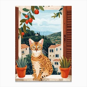 Bengal Cat Storybook Illustration 2 Canvas Print