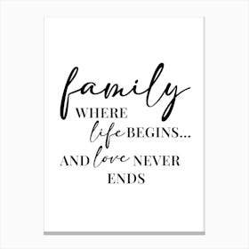 Family Quotes Prints, Living Room Prints 05 Canvas Print