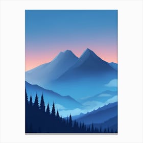 Misty Mountains Vertical Composition In Blue Tone 64 Canvas Print