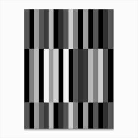 Black And White And Grey Geometric Stripes in Blocks Canvas Print