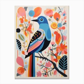Colourful Scandi Bird Bluebird 2 Canvas Print