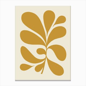 Minimal Abstract Matisse Leaf Cut-out - Ochre on Almond 2/2 Canvas Print
