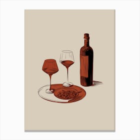 Wine Bottle And Glasses Canvas Print