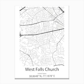 West Falls Church,United States Minimalist Map Lienzo