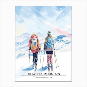 Heavenly Mountain   California Nevada Usa, Ski Resort Poster Illustration 2 Canvas Print