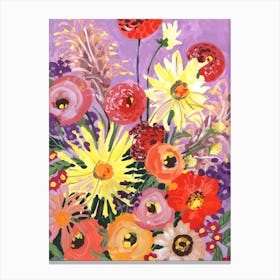 Sunny Aster And Anemones Canvas Print
