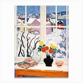 The Windowsill Of Troms   Norway Snow Inspired By Matisse 3 Canvas Print