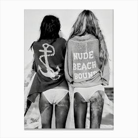 Women At Beach Black And White Fashion Photography Summer Canvas Print