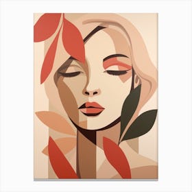 'Woman With Leaves' Canvas Print