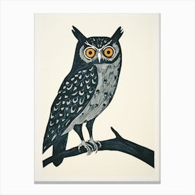 Burmese Fish Owl Linocut Blockprint 1 Canvas Print