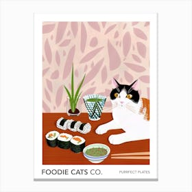 Foodie Cats Co Cat And Sushi 3 Canvas Print
