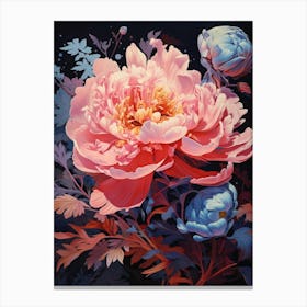 Surreal Florals Peony 3 Flower Painting Canvas Print