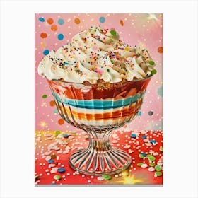 Rainbow Layered Jelly Trifle Retro Collage 2 Canvas Print