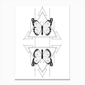 Mirrored Butterfly Line Art Print Illustration Canvas Print