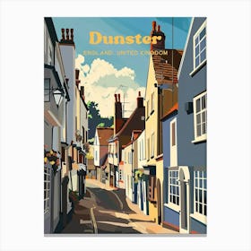 Dunster England Vintage Style Travel Art Canvas Print