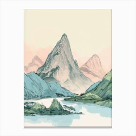 Mount Kanlaon Philippines Color Line Drawing (4) Canvas Print