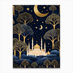 Seamless Pattern With Mosque And Trees Canvas Print