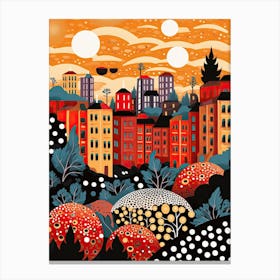 Stockholm, Illustration In The Style Of Pop Art 1 Canvas Print