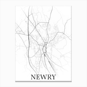 Newry, Northern Ireland, Uk, City Map, Black And White Fade Design Leinwandbild