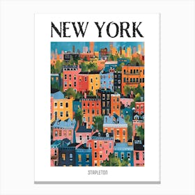 Stapleton New York Colourful Silkscreen Illustration 2 Poster Canvas Print