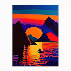 Acrylic Style Bay Sunset Canvas Print
