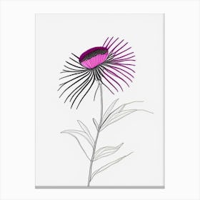Echinacea Floral Minimal Line Drawing 1 Flower Canvas Print