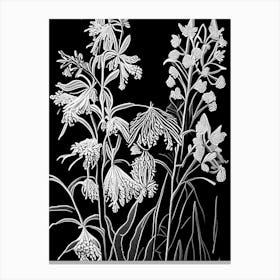 Black Cohosh Wildflower Linocut Canvas Print