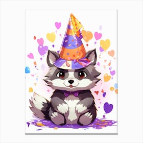 Cute Kawaii Cartoon Raccoon 12 Canvas Print