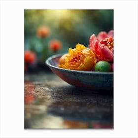 Peonies In A Bowl Canvas Print