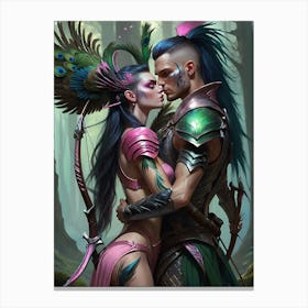 Warrior Couple embrace Canvas Print