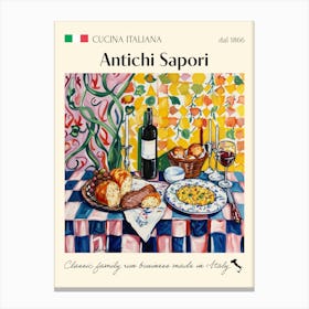 Antichi Sapori Trattoria Italian Poster Food Kitchen Canvas Print
