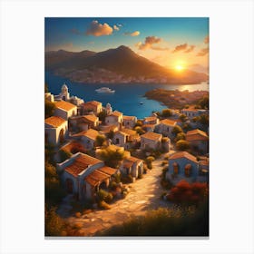 Village At Sunset 5 Canvas Print