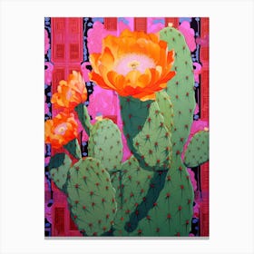 Mexican Style Cactus Illustration Opuntia Fragilis Cactus 3 Canvas Print