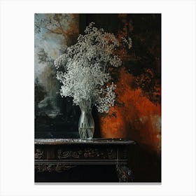 Baroque Floral Still Life Babys Breath 4 Canvas Print