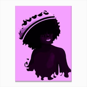 Afro Woman Art Prints Illustration Purple Canvas Print
