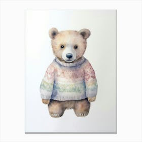 Baby Animal Watercolour Bear 3 Canvas Print