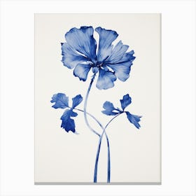 Blue Botanical Poppy 3 Canvas Print