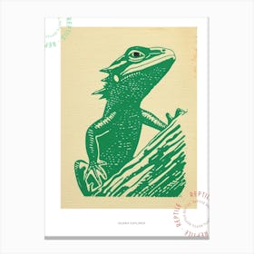 Iguana On The Tree Bark Poster Canvas Print