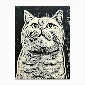 British Shorthair Linocut Blockprint 4 Canvas Print