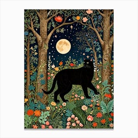 William Morris Black Cat In The Forest 4 Canvas Print