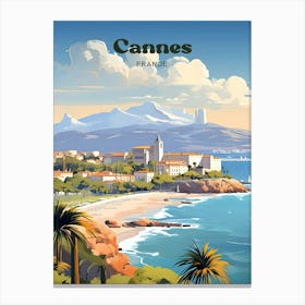 Cannes France Tropical Street view Modern Travel Illustration Canvas Print