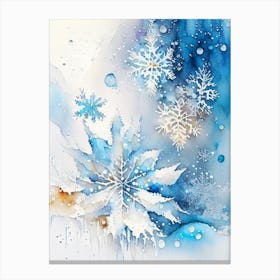Water, Snowflakes, Storybook Watercolours 5 Canvas Print