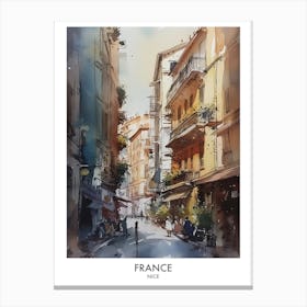Nice, France 3 Watercolor Travel Poster Canvas Print