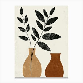 Two Vases With Leaves 4 Canvas Print