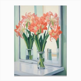 A Vase With Amaryllis, Flower Bouquet 1 Canvas Print